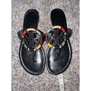 Women's Tory Burch Sandals Size 7M Black Multi-color